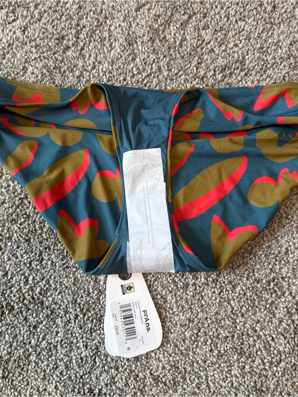 Prana Women's Teal Olive & Red Patterned Bikini - Picture 5 of 5